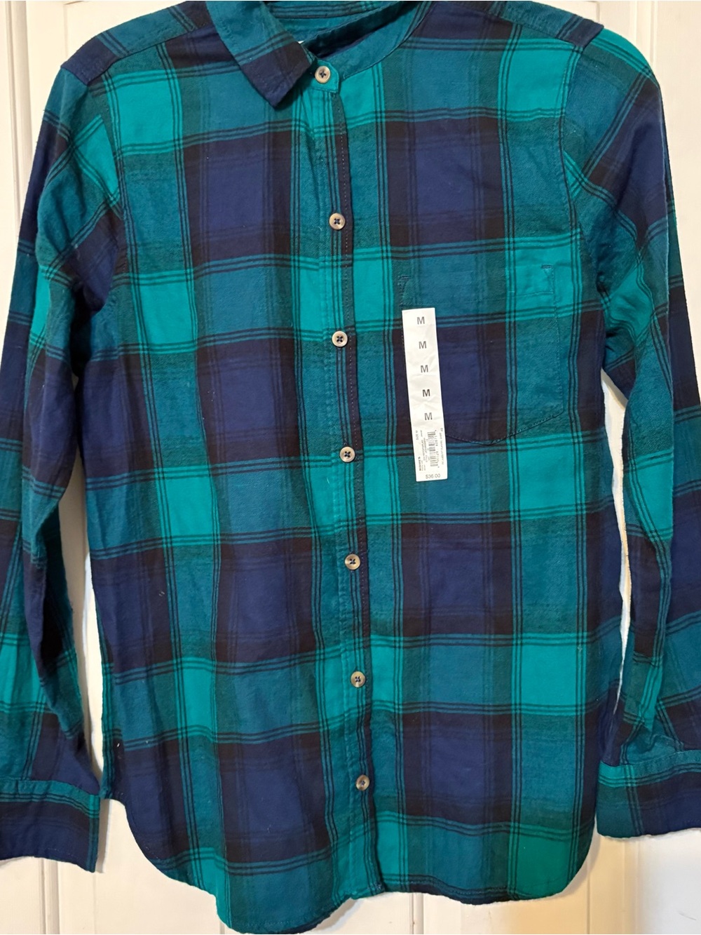 SO Teal and Navy Plaid Button-Down Shirt